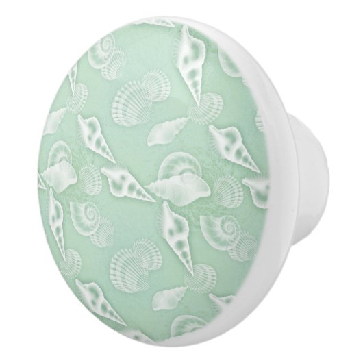 Green Seashells Ceramic Knob. Keramische Knop (Rechts)