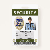 Green Security Guard Creëer Uw eigen werknemer Badge (Voorkant)