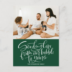 Green Sending Love from Our Bubble to Yours Photo Feestdagenkaart