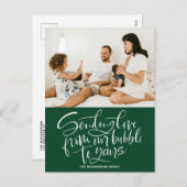 Green Sending Love from Our Bubble to Yours Photo Feestdagenkaart (Voorkant / Achterkant)