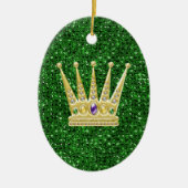 Green Sequin Effect Ornament w/Mardi Gras Crowns (Voorkant)