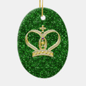 Green Sequin Effect Ornament w/Mardi Gras Crowns (Achterkant)