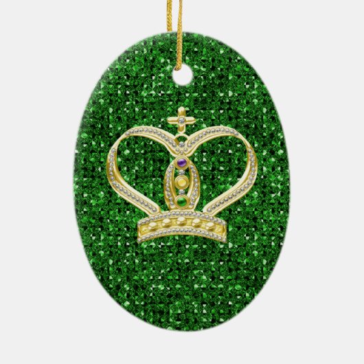 Green Sequin Effect Ornament w/Mardi Gras Crowns (Achterkant)