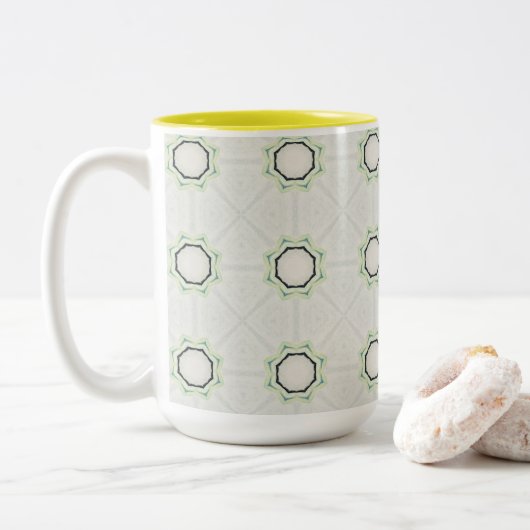 Green Serene Bloom Tweekleurige Koffiemok (Met donut)