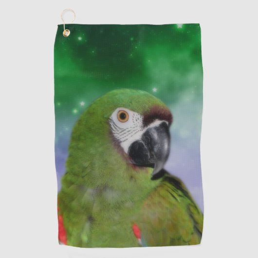 Green Severe Macaw Parrot Bird Art Golfhanddoek (Voorkant)