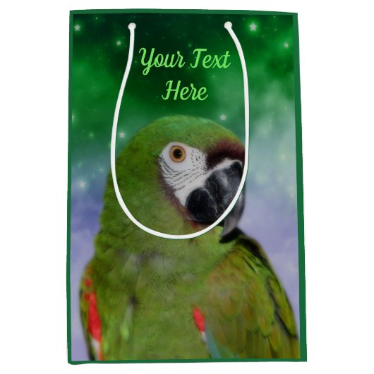 Green Severe Macaw Parrot, gepersonaliseerd Medium Cadeauzakje (Voorkant)