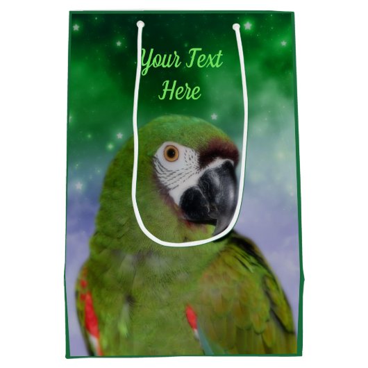 Green Severe Macaw Parrot, gepersonaliseerd Medium Cadeauzakje (Achterkant)