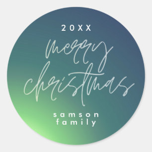 Green Shade Elegant kerstgradiënt Holiday Ronde Sticker