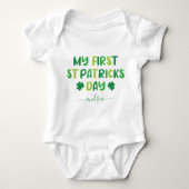 Green Shades 1st First St. Patrick's Day & Name Romper (Voorkant)