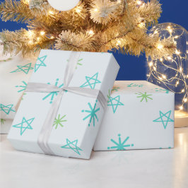 Green Shades Feestelijke Sterren Moderne Kerstmis Cadeaupapier