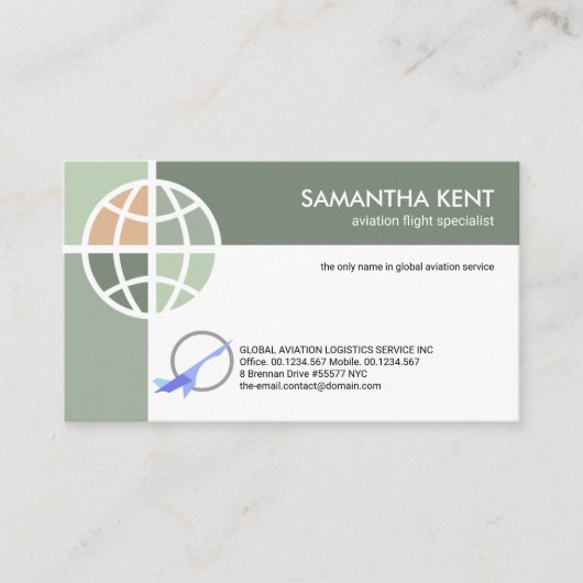 Green Shades Global Connections Aviation Pilot Visitekaartje (Voorkant)