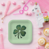 Green Shamrock 2025 Papier Bord (Feest)