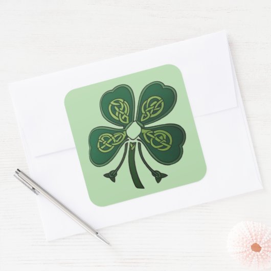 Green Shamrock 2025 Vierkante Sticker (Envelop)