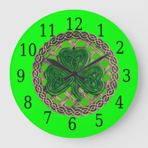 Green Shamrock and Celtic knots  Grote Klok