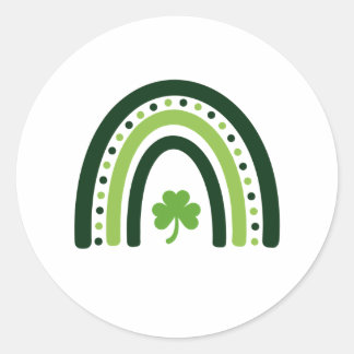Green Shamrock Boho Rainbow St. Patrick's Day Ronde Sticker
