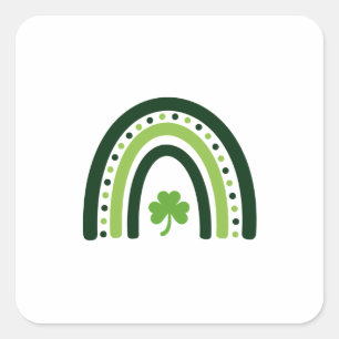 Green Shamrock Boho Rainbow St. Patrick's Day T-Sh Vierkante Sticker