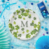 Green Shamrock bouquet monogram St. Patrick's Papieren Bordje (Feest)