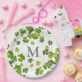 Green Shamrock bouquet monogram St. Patrick's Papieren Bordje (Feest)