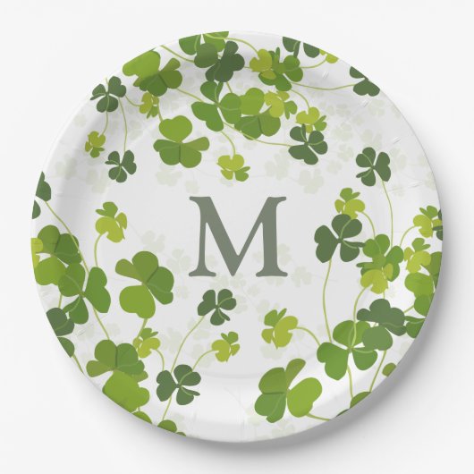 Green Shamrock bouquet monogram St. Patrick's Papieren Bordje (Voorkant)