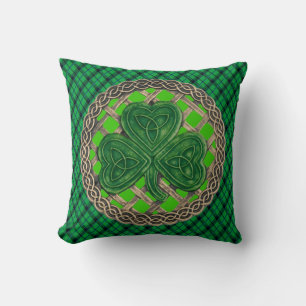 Green Shamrock Celtic Knoopt on Green Play Kussen