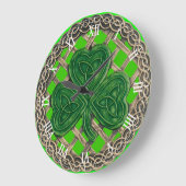 Green Shamrock & Celtic Knots Roman Numeral Clock Grote Klok (Hoek)