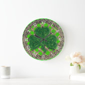 Green Shamrock & Celtic Knots Roman Numeral Clock Grote Klok (Huis)