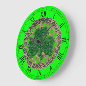 Green Shamrock & Celtic Knots Roman Numeral Clock Grote Klok (Hoek)