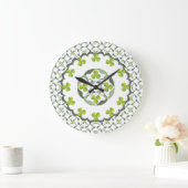 Green Shamrock Clover Celtic Pattern Grote Klok (Huis)