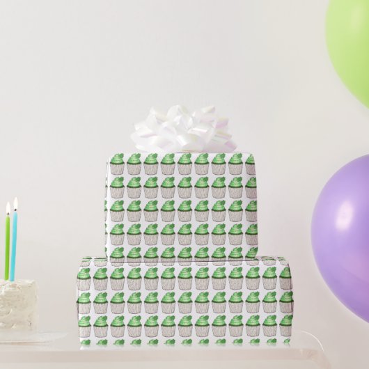 Green Shamrock Clover Cupcake St. Patrick's Day Cadeaupapier (Feestgeschenken)