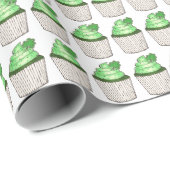 Green Shamrock Clover Cupcake St. Patrick's Day Cadeaupapier (Rol Hoek)
