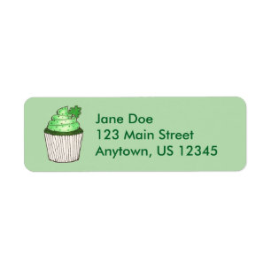 Green Shamrock Clover Cupcake St. Patrick's Day Etiket