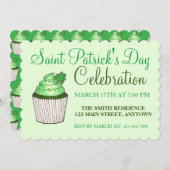 Green Shamrock Clover Cupcake St. Patrick's Day Kaart (Voorkant / Achterkant)