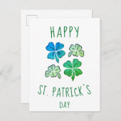 Green Shamrock Clover Happy St. Patrick's day Briefkaart (Voorkant / Achterkant)