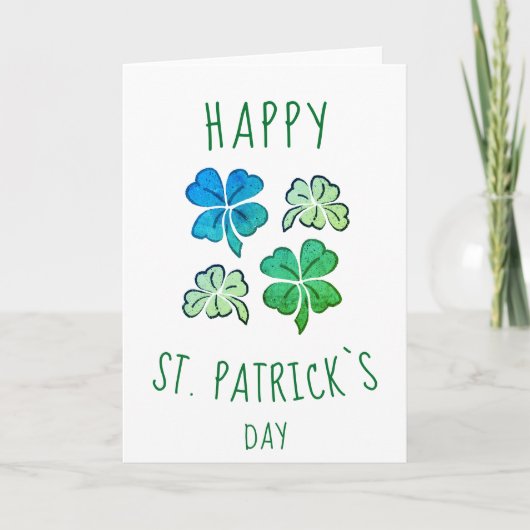 Green Shamrock Clover Happy St. Patrick's day Feestdagen Kaart (Voorkant)