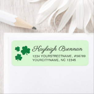 Green Shamrock Clover Irish Return Address Label