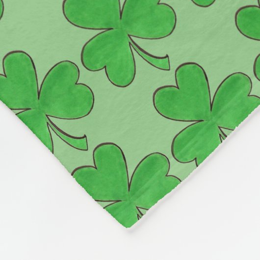Green Shamrock Clover Lucky St. Patrick's Day Fleece Deken (Hoek)