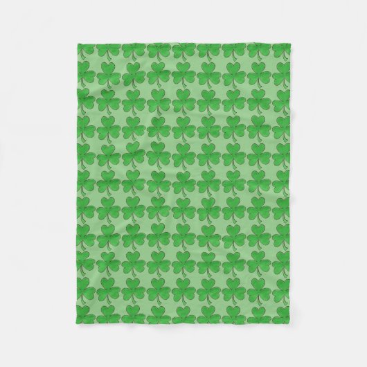 Green Shamrock Clover Lucky St. Patrick's Day Fleece Deken (Voorkant)