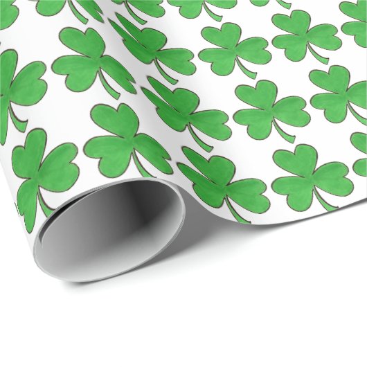 Green Shamrock Clover Lucky St. Patrick's Day Luck Cadeaupapier (Rol Hoek)