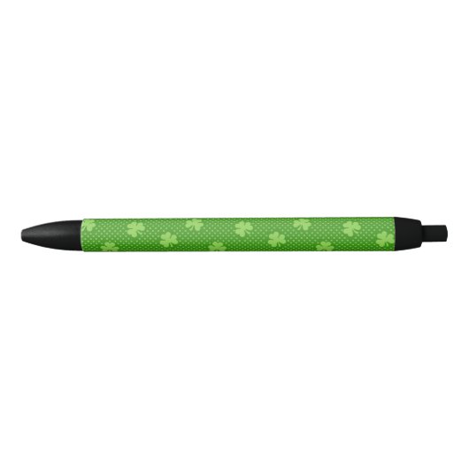 Green Shamrock Clover Pattern Saint Patricks Day Zwarte Inkt Pen (Voorkant)