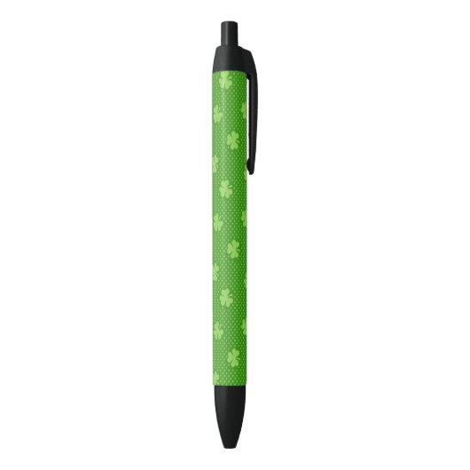 Green Shamrock Clover Pattern Saint Patricks Day Zwarte Inkt Pen (Achterkant (Verticaal))