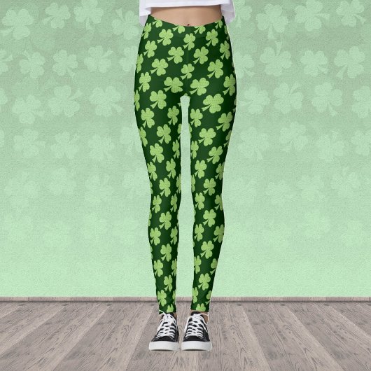 Green Shamrock Clover Polka stipt de dag van Patri Leggings
