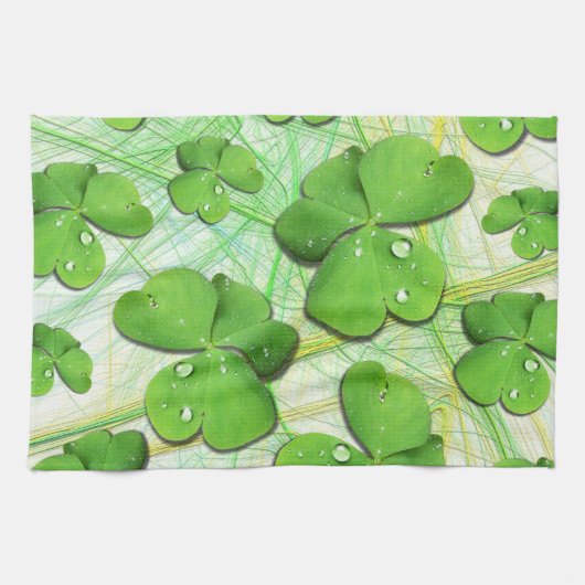 Green Shamrock Clover St Patrick Kitchen Towel Theedoek (Horizontaal)