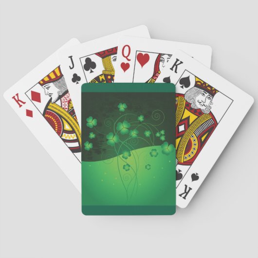 Green Shamrock Clover St Patrick’s Day Luck Pokerkaarten (Achterkant)