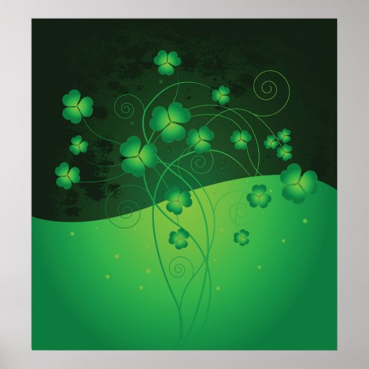 Green Shamrock Clover St Patrick’s Day Luck Poster (Voorkant)