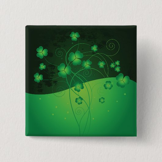 Green Shamrock Clover St Patrick’s Day Luck Vierkante Button 5,1 Cm (Voorkant)