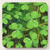 Green Shamrock Clover St Patrick's Day Cork Coaste Onderzetter (Voorkant)