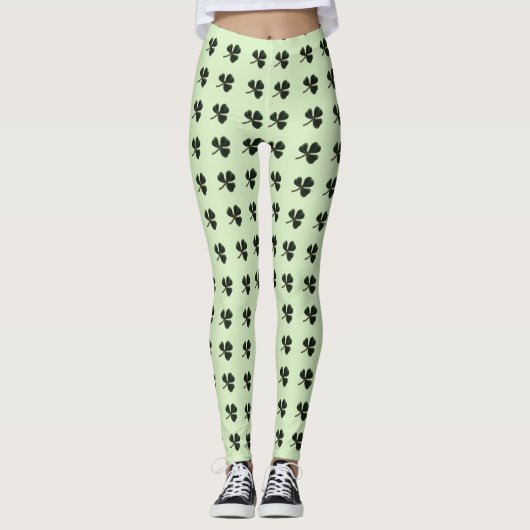 Green Shamrock Clover St. Patricks Day Leggings (Voorkant)