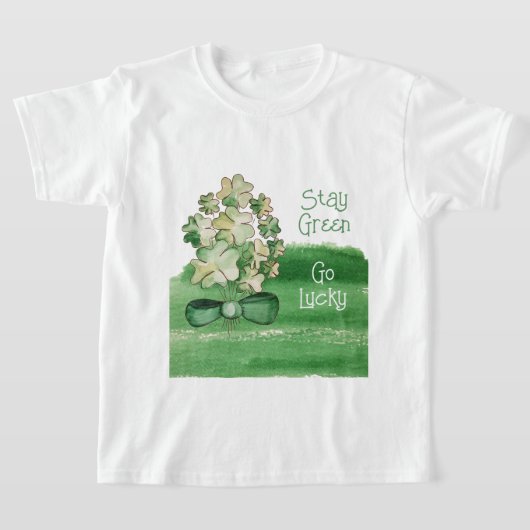 Green Shamrock Clover Waterverf T-shirt (Laagn)