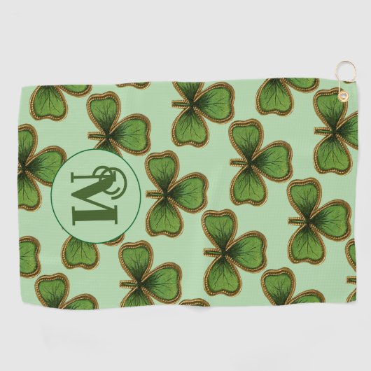 Green Shamrock  Clovers Custom Iers Golfhanddoek (Horizontaal)