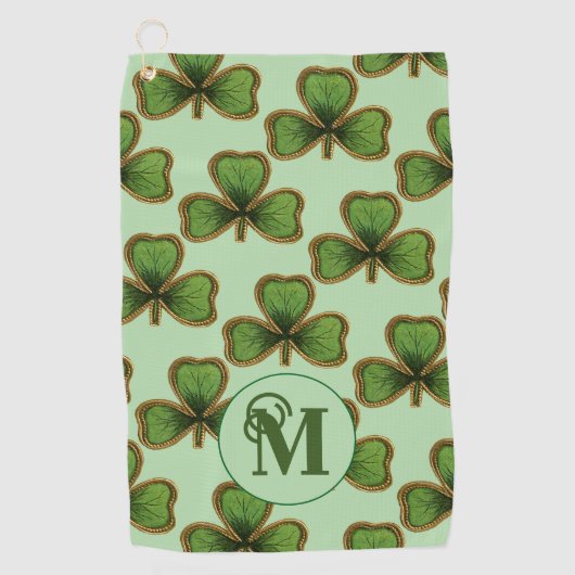 Green Shamrock  Clovers Custom Iers Golfhanddoek (Voorkant)